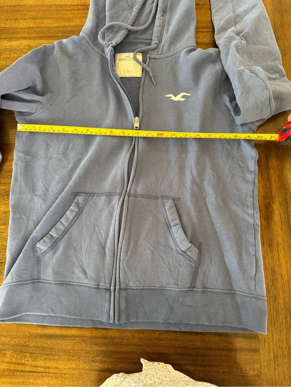 Hollister Light Blue Full-Zip Hoodie with Logo Sleeve